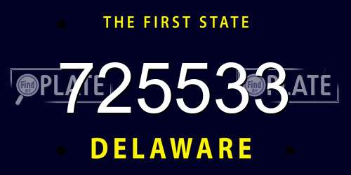 725533 Delaware License Plate