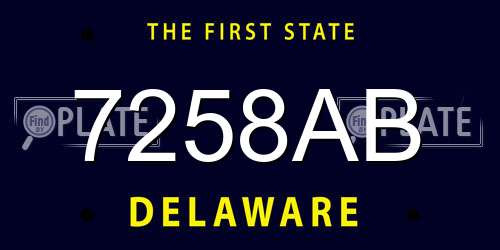 7258AB Delaware License Plate