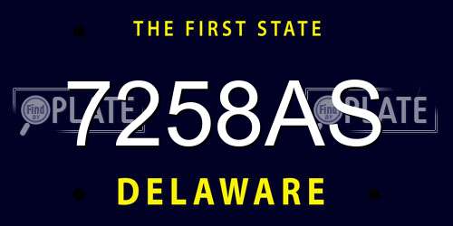 7258AS Delaware License Plate