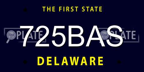 725BAS Delaware License Plate
