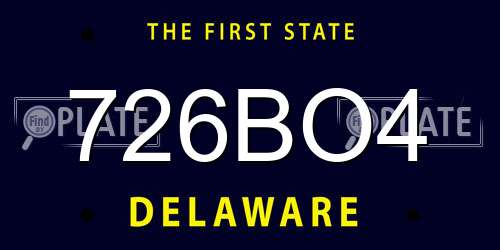 726BO4 Delaware License Plate