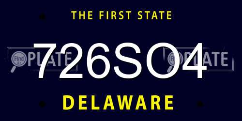 726SO4 Delaware License Plate