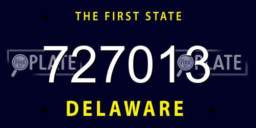 727013 Delaware License Plate