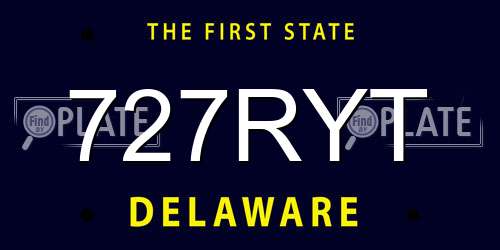 727RYT Delaware License Plate