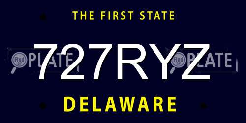 727RYZ Delaware License Plate