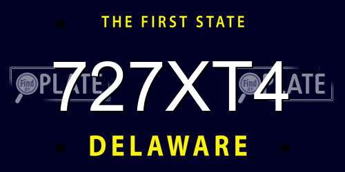 727XT4 Delaware License Plate
