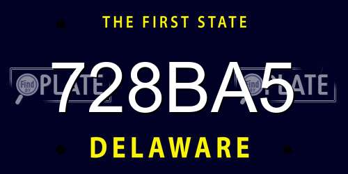 728BA5 Delaware License Plate