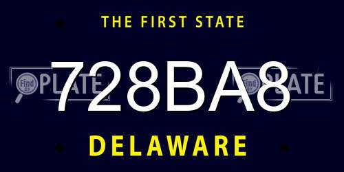 728BA8 Delaware License Plate