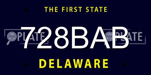 728BAB Delaware License Plate