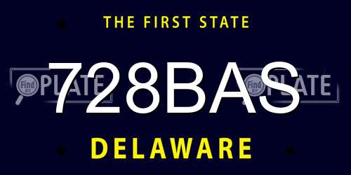 728BAS Delaware License Plate
