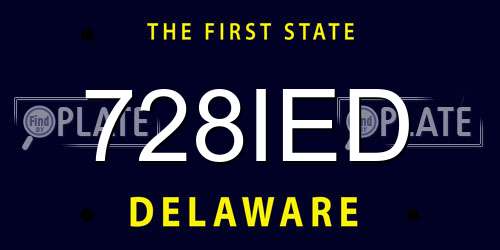 728IED Delaware License Plate