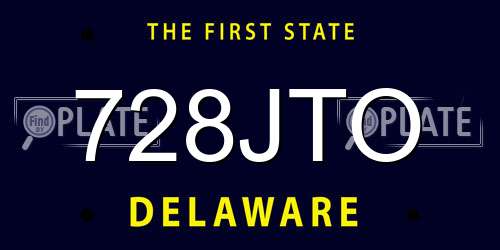 728JTO Delaware License Plate