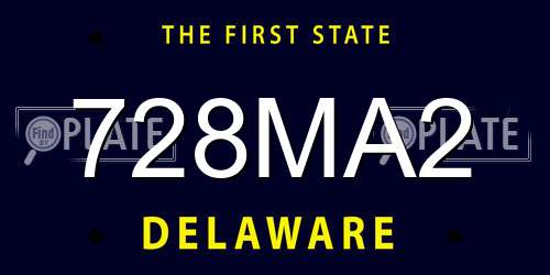 728MA2 Delaware License Plate