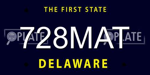 728MAT Delaware License Plate