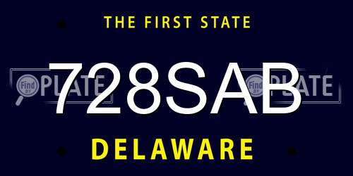 728SAB Delaware License Plate