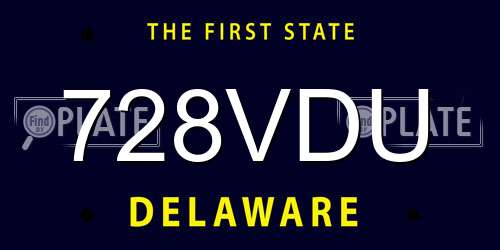 728VDU Delaware License Plate