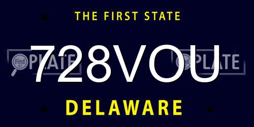 728VOU Delaware License Plate