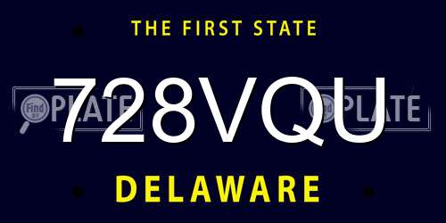 728VQU Delaware License Plate