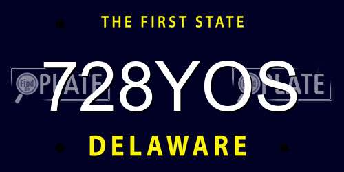 728YOS Delaware License Plate
