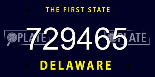 729465 Delaware License Plate