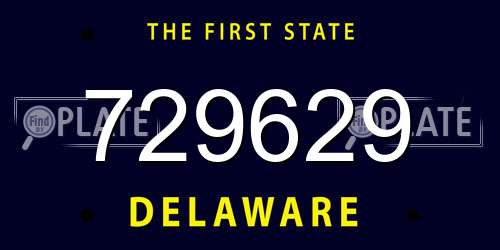 729629 Delaware License Plate