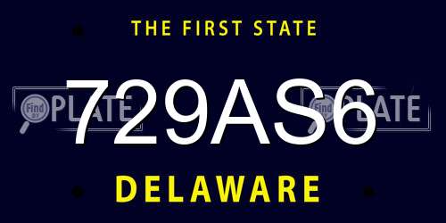 729AS6 Delaware License Plate