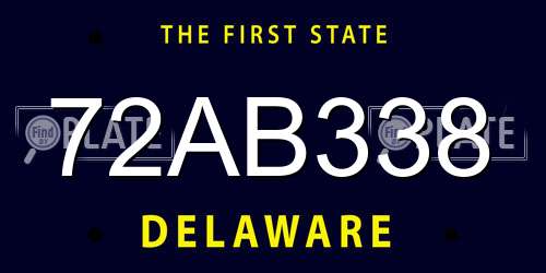 72AB338 Delaware License Plate