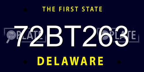 72BT263 Delaware License Plate