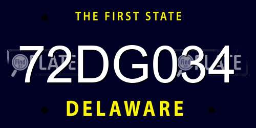 72DG034 Delaware License Plate