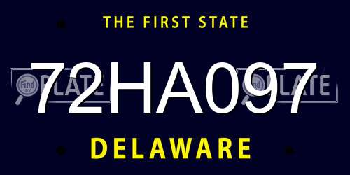 72HA097 Delaware License Plate