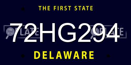 72HG294 Delaware License Plate