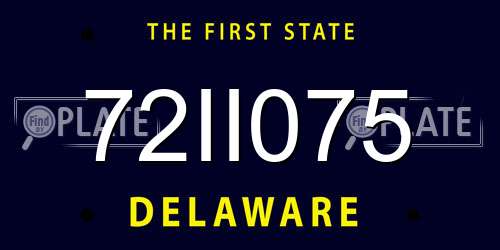 72II075 Delaware License Plate