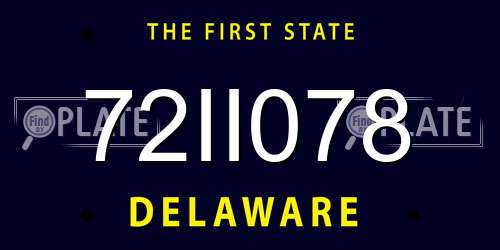 72II078 Delaware License Plate