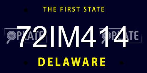 72IM414 Delaware License Plate