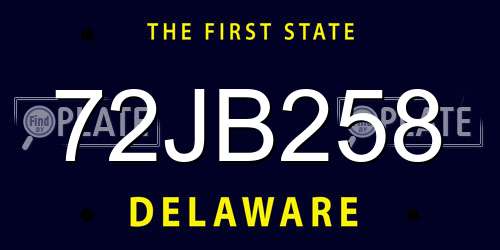 72JB258 Delaware License Plate