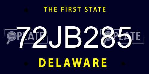 72JB285 Delaware License Plate