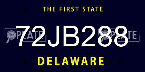 72JB288 Delaware License Plate
