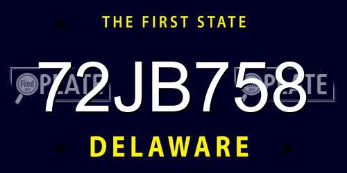 72JB758 Delaware License Plate