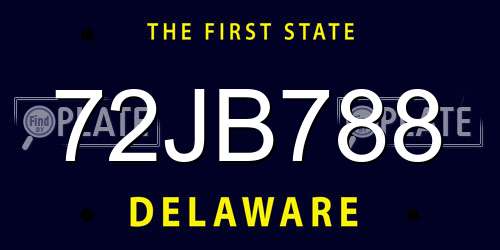 72JB788 Delaware License Plate
