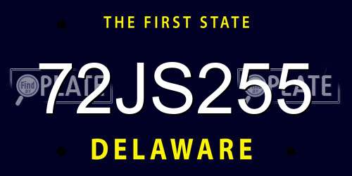 72JS255 Delaware License Plate
