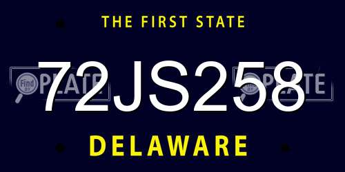 72JS258 Delaware License Plate