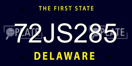 72JS285 Delaware License Plate