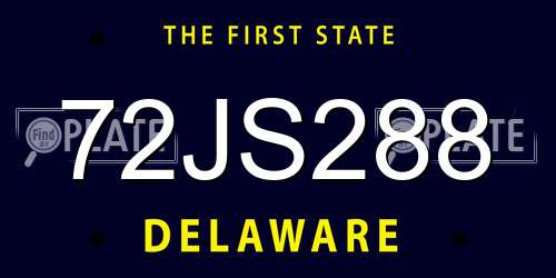 72JS288 Delaware License Plate
