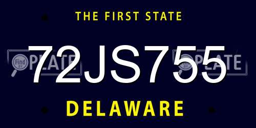 72JS755 Delaware License Plate