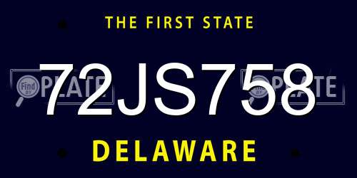 72JS758 Delaware License Plate