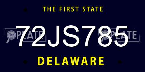 72JS785 Delaware License Plate
