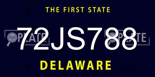 72JS788 Delaware License Plate