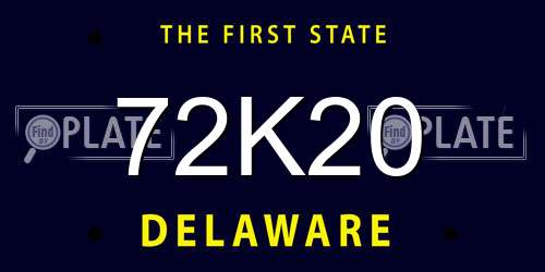 72K20 Delaware License Plate