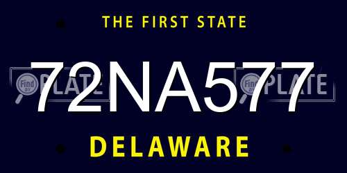 72NA577 Delaware License Plate