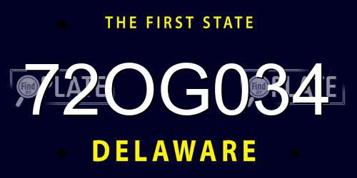 72OG034 Delaware License Plate